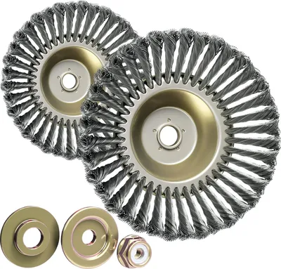 Produktbild von GARLAVIE 2X Profi Unkrautbürste Freischneider mit 25,4mm Bohrung - Hochwertige Wildkrautbürste für Motorsense - Drahtbürste Freischneider