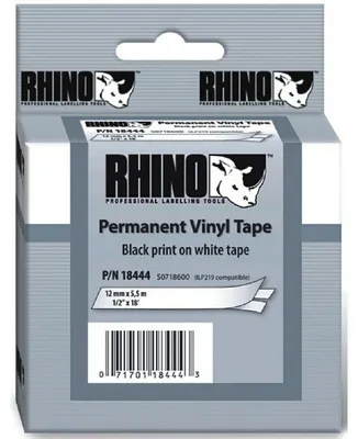 Produktbild von DYMO Rhino-Industrie-Vinyletiketten | 12 mm x 5,5 m | schwarz auf weiß | selbstklebendes Schriftband | für Rhino und LabelManager Beschriftungsgerät, D1, Vinyl, Belgien, 5,5 m, 1 Stück(e), 34 mm