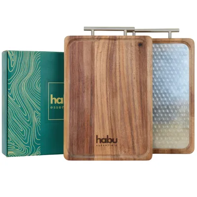 Produktbild von Habu Essentials Schneidebrett aus Walnussholz & 304 Edelstahl
