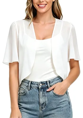Produktbild von Damen-Bolero aus Chiffon mit kurzen Ärmeln für festliche Anlässe