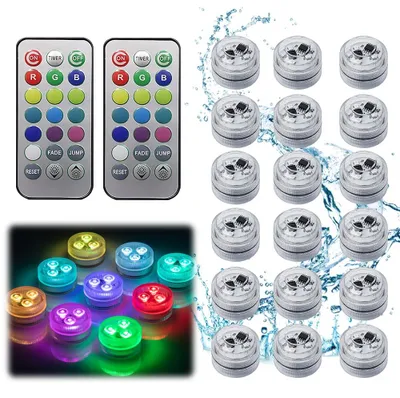 Mini-LED-Unterwasserleuchten, 18 Stück, RGB, Fernbedienung, wasserdicht