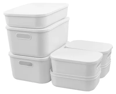 Obrázok produktu pre Omgoods – Súprava 9 plastových úložných boxov s vekom na usporiadanie