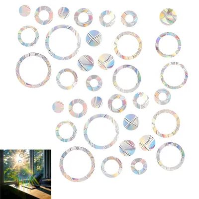 Vogelschutz-Aufkleber für Fenster, 32 Stück, rund, Prisma