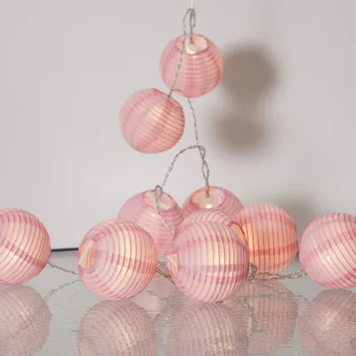 LED Lichterkette 'Festival' - 10 rosa Lampions - warmweiße LED - 1,35m - inkl Trafo