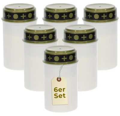 Produktbild von 6er Grablichter LED Batteriebetrieben Set Grabkerzen LED für draußen Friedhofskerzen lange Leuchtdauer Gedenklichter Wetterfest Tiergedenken Flackernd Weiß Ewiges Licht