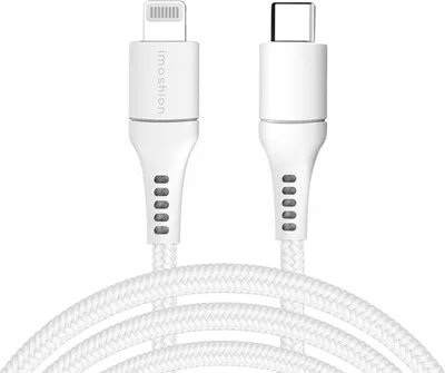 Productafbeelding van imoshion Lightning naar USB-C kabel - Non-MFi - Gevlochten textiel - 3 meter - Wit