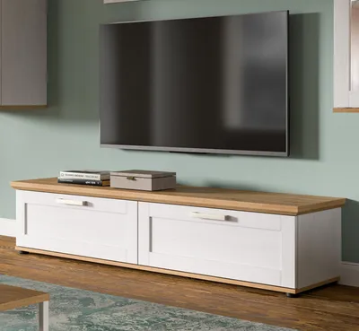 Produktbild von TV-Lowboard "Mirano" in weiß Lärche und Eiche Artisan Landhaus TV Unterteil 164 cm