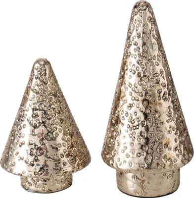Produktbild von 2tlg Deko-Aufsteller Zernes H13&18cm Tannenbaum silber Weihnachts-Baum Advent