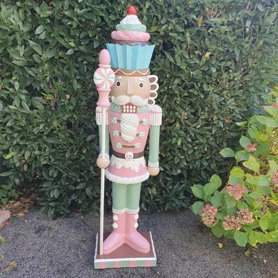 Obrázek produktu pro Zahradní figurka velká dekorativní figurka louskáčka růžová 158 cm