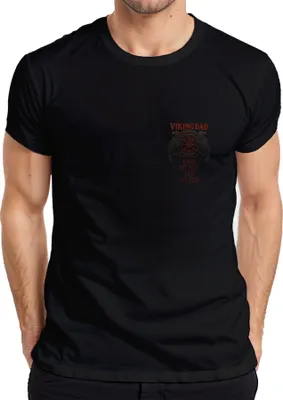 Produktbild von Viking Dad Wikinger Papa Geschenk Vegvisir Runen Nordisch Raben Herren T-Shirt, Schwarz, XL