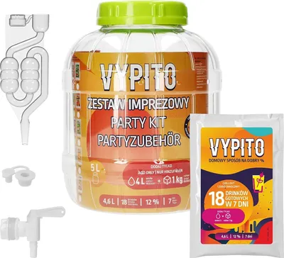 Produktbild von DIY Party-Getränke Set VYPITO – 5L Gärgefäß mit Zapfhahn – Hausgemachter Drink bis 12% Vol