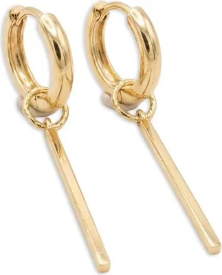 Produktbild von 375 Echtgold Creolen mit Stabanhänger minimalistisch Damen