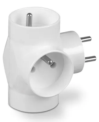 Produktbild von Verteiler Mit 3 Runden Steckdosen Mit Erdung, Weiss – On-R-31