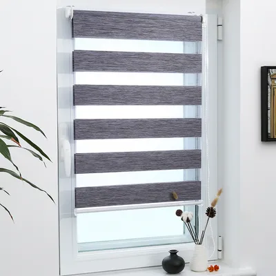 Produktbild von Grandekor Doppelrollo Klemmfix ohne Bohren 90x150cm, Marmor-Grau, lichtdurchlässig & verdunkelnd, 100% Polyester, für Fenster & Tür, auch für Feuchträume geeignet