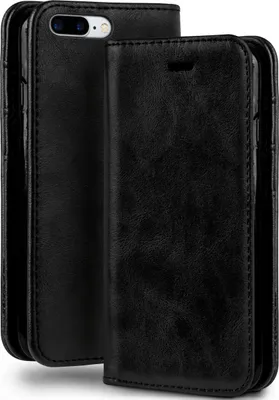 Produktbild von moex® Klapphülle kompatibel mit iPhone 7 Plus / iPhone 8 Plus - Hülle mit Kartenfach, Onyx Schwarz