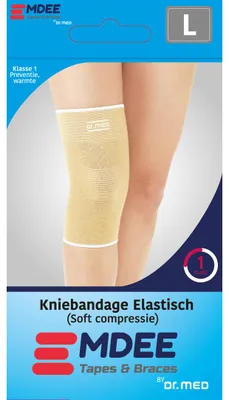 Productafbeelding van Emdee Elastic support knie maat L huidskleur (1 stuk)