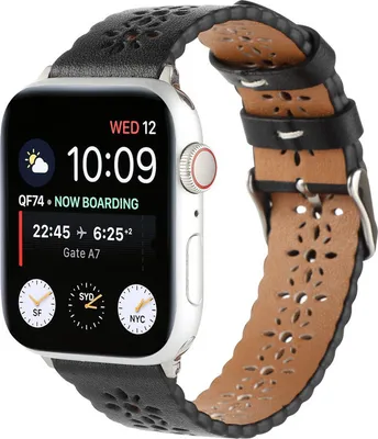 Produktbild von Strap-it Apple Watch Lederarmband mit Muster (Schwarz) - Große: 42 - 44 - 45 - 49mm