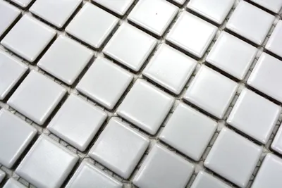 Produktbild von Handmuster Mosaikfliese Keramik WEISS MATT Wand Fliesenspiegel Küche Bad Dusche MOS18-0111_m