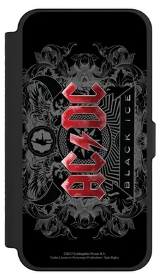 Produktbild von NIVOCASE Klapphülle für Apple iPhone 12 Pro Max  Handyhülle aus Kunst Leder NIVOflip schwarz ACDC Black Ice Fanartikel
