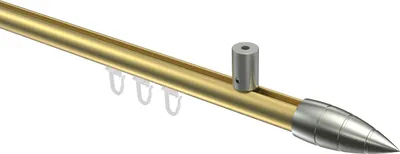 Produktbild von Interdeco Innenlaufstange / Gardinenstange mit Innenlauf Messing-Optik / Edelstahl-Optik, Typ Sonius Samanto (Rillenpatrone) Deckenmontage, 20 mm Ø 1-läufig, 200 cm