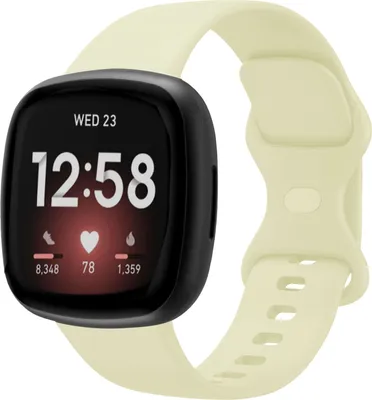 Produktbild von Strap-it Fitbit Versa 3 Silikon Armband Classic (Hellgelb) - Große: S
