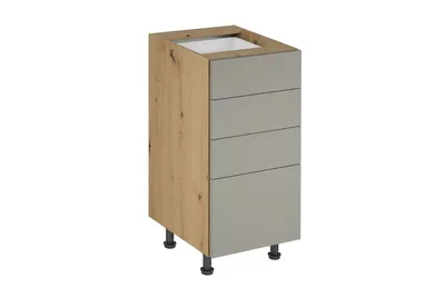 Produktbild von Küchenunterschrank 40 cm  ohne Arbeitsplatte mit Schubladen küchenmöbel, Langen D40S4 Beige/Matt