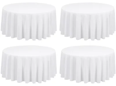 Obrázek produktu pro Kulatá bílá ubrus, 229 cm, polyester, 4 kusy