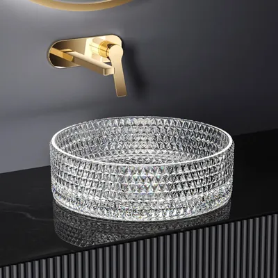 Immagine prodotto di EMKE, lavabo in vetro, 36x36 cm, forma rotonda, trasparente