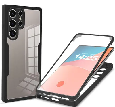 Produktbild von 360 Grad Rundum Schutz Handyhülle für Samsung Galaxy S24 Ultra Full Cover Vollschutz Case Farbe: Schwarz