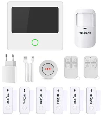 Immagine prodotto di Sistema di allarme wireless per la casa - Con 4G GSM, Wi-Fi e sensori per porte - Adesivo - Bianco