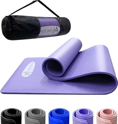 Immagine prodotto di Tappetino da yoga in schiuma NBR, spessore 10 mm, grande, antiscivolo, viola, per pilates e allenamento a casa