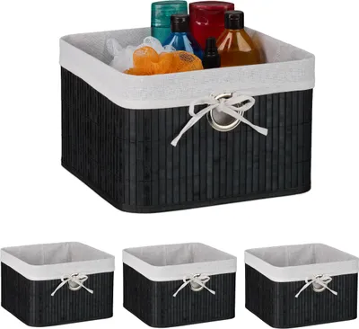 Produktbild von relaxdays Aufbewahrungskorb Set aus Bambus