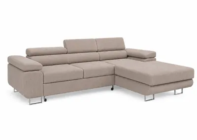 Produktbild von Ecksofa PASSANO in Beige 275 x 90 x 202 cm, rechte Ausführung mit Schlaffunktion und Bettkasten, KI-generiertes Bild