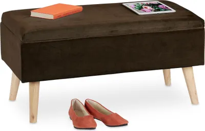 Obrázok produktu pre Zamatová lavica s úložným priestorom RD34483, hnedá