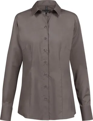 Produktbild von Greiff Essentials BASIC Damen Bluse Langarm Kent Regular-Fit Taupe 32