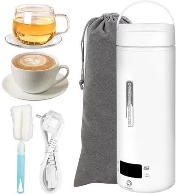 Obrázek produktu pro Mini přenosná cestovní varná konvice – 450 ml – 3 v 1 – 4 nastavení teploty – na čaj, kávu, mléko, kempování, outdoorové aktivity a cestování