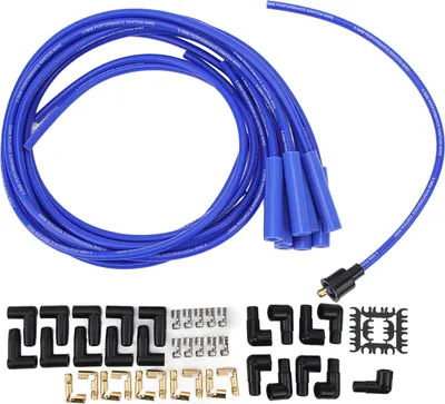 Zdjęcie produktu dla 8,5 mm 180° Zestaw przewodów zapłonowych ze świecami - przewody zapłonowe z pyłoszczelną nasadką do modeli Chevy z 8 cylindrami Niebieski