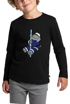 Produktbild von Spreadshirt Benjamin Blümchen Beni Der Feuerwehrmann Kinder Premium Langarmshirt, 110/116 (4 Jahre), Schwarz