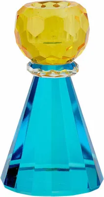 Immagine prodotto di Gift Company Kerzenhalter Sari Konus, Kerzenständer, Kristallglas, Gelb, Blau, 11.5 cm, 1093701010