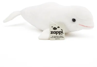 Image de Zappi Co, peluche baleine (32 cm de long). Collection de peluches douces, moelleuses et écologiques, idéale pour les nouveau-nés et les jeunes enfants