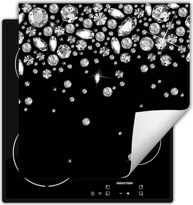 Produktbild von DarHaus Herdabdeckplatte 60x52 cm Anti Rutsch Matte Aufrollbar, schwarz - Diamanten