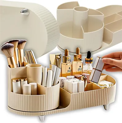Zdjęcie produktu dla Organizer pojemnik kuferek obrotowy na pędzle kosmetyki biuro elegancki