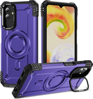 Produktbild von Magnetisch Hülle für Samsung Galaxy A23 /A13 / M13 5G / A04 / A04S / A32 5G, Heavy Duty Militärischer Stoßfest Handyhülle Kamera-Ringständer Lila