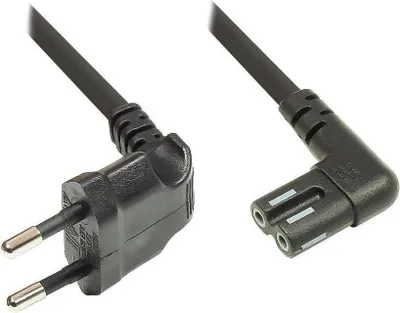 Produktbild von Euro-Netzkabel, Netzstecker an Euro 8 Buchse, beidseitig 90° abgewinkelt, für Sonos® Play 1 und 5, schwarz, 5m, Good Connections®
