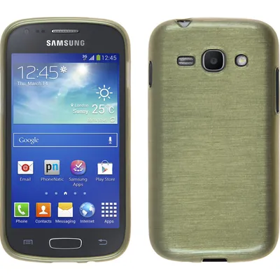 Produktbild von PhoneNatic Case kompatibel mit Samsung Galaxy Ace 3 - gold Silikon Hülle brushed + 2 Schutzfolien