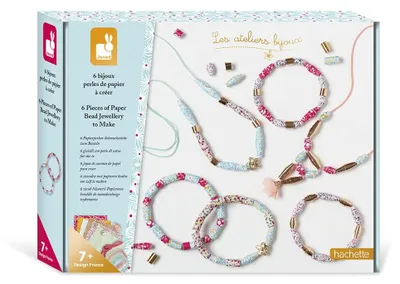 Produktbild von Janod - Bastel-Set für 6 Schmuckstücke aus Papierperlen – 2 Halsketten & 4 Armbä