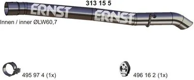 Produktbild von ERNST Abgasrohr Auspuffrohr für FORD Focus II Schrägheck (DA, HCP, DP) Hinten 313155