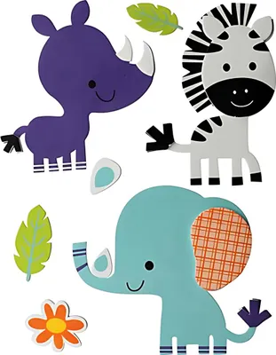 Produktbild von GLOREX Moosgummisticker 3D 11x16cm Zebra Elefant, Löwe, selbstklebend