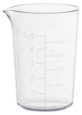 Maßbecher 0,5 L, transparent, Kunststoff, stapelbar, spülmaschinengeeignet