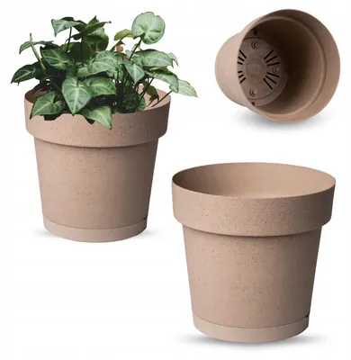 Image de OMAGO Pot à fleurs en plastique Wood Glamour Gris 20 cm